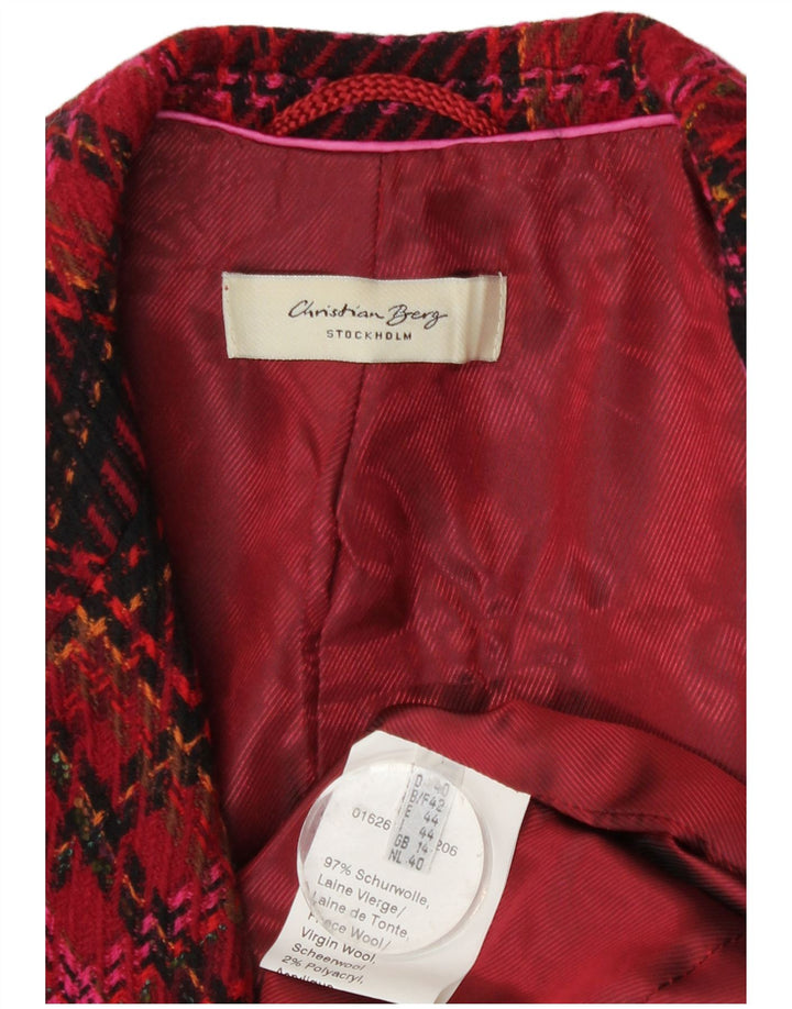 Jaqueta blazer feminina Christian Berg com 2 botões Reino Unido 14 xadrez vermelho médio