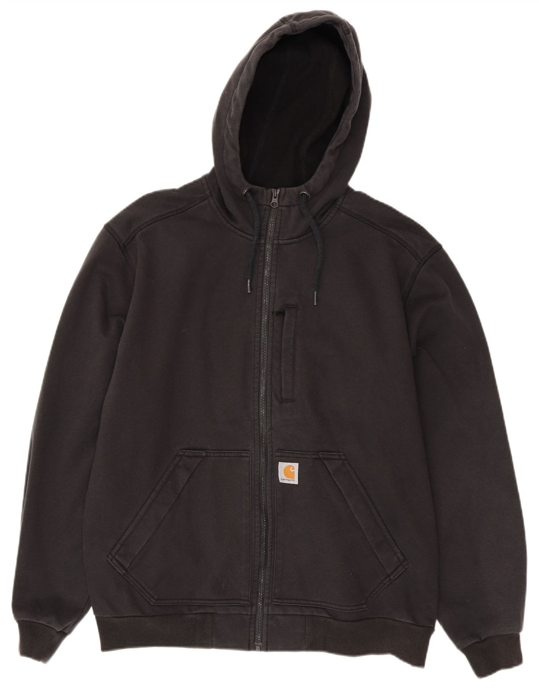 Suéter Carhartt masculino com capuz e zíper relaxado grande poliéster preto