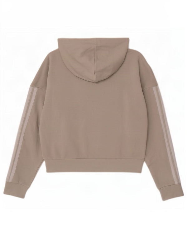 Adidas feminino oversized colheita zip pescoço moletom com capuz Reino Unido 8/10 pequeno cinza