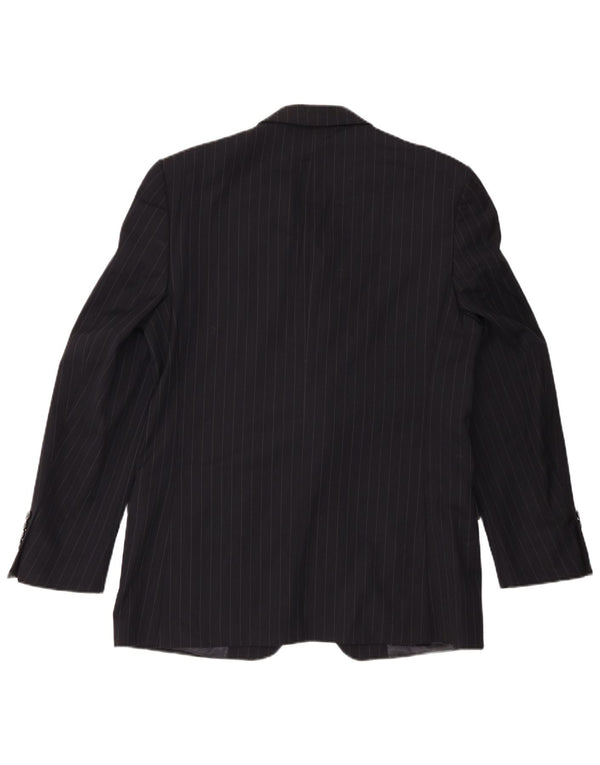 Jaqueta blazer masculina Zara com 2 botões EU 50 lã listrada preta média