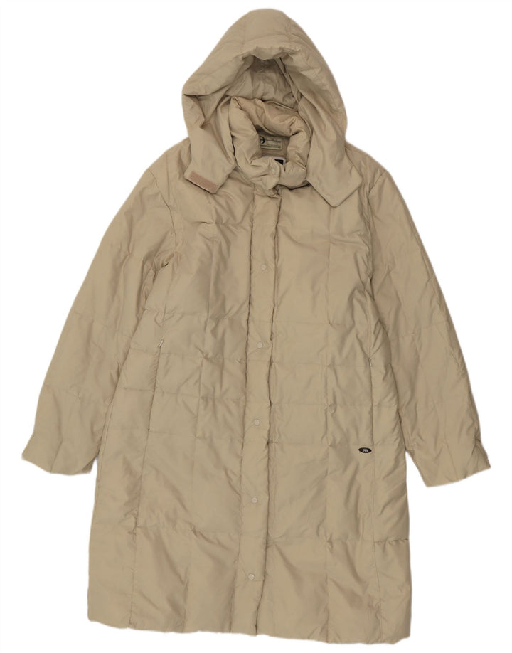 SERGIO TACCHINI Casaco feminino oversized acolchoado com capuz Reino Unido 48 XL Bege