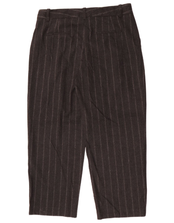 Calça feminina Zara cropped terno grande W30 L26 risca de giz cinza