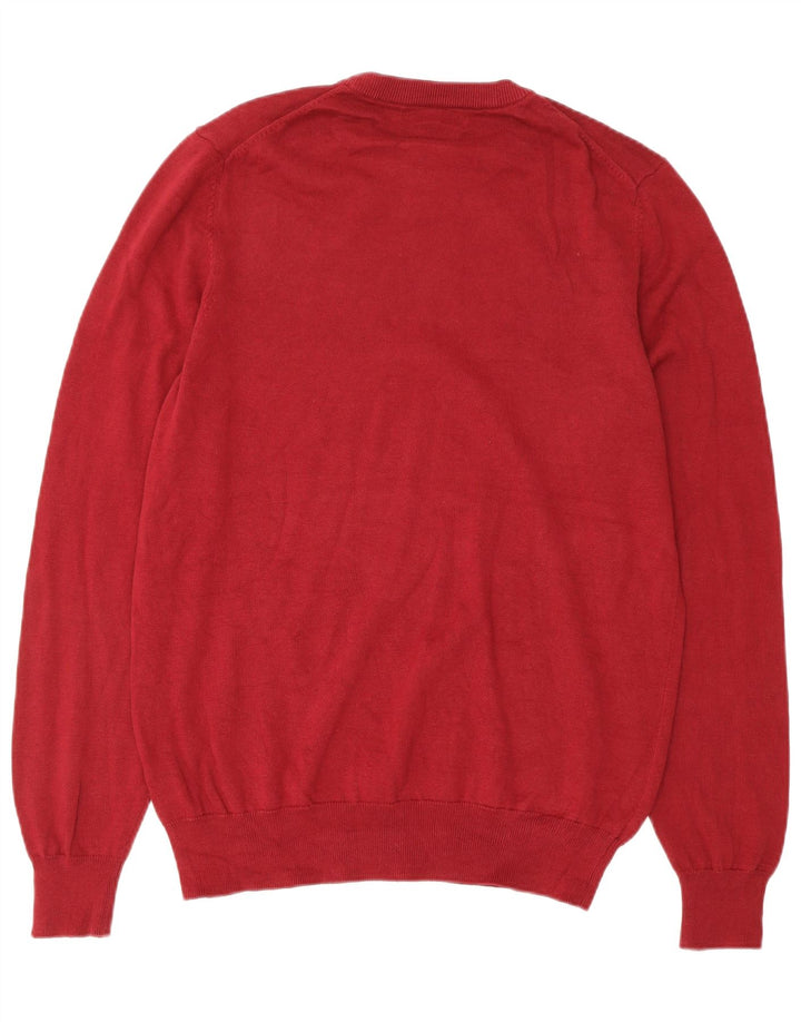 Suéter masculino MARKS & SPENCER com gola redonda, algodão vermelho médio