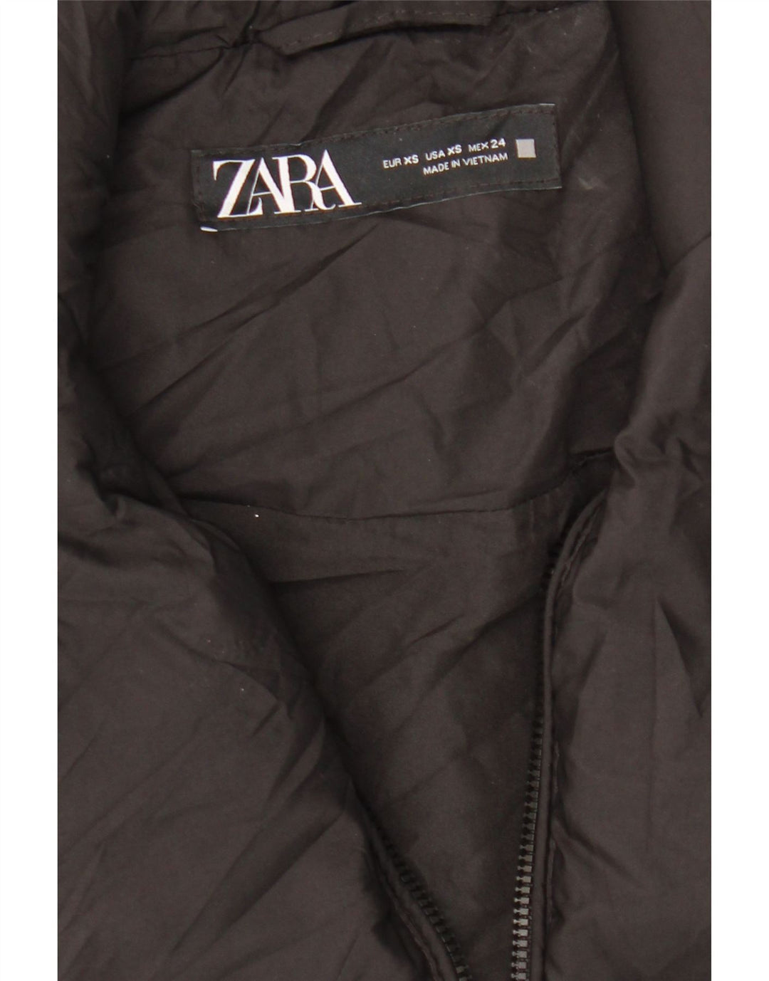 Colete acolchoado oversized feminino ZARA UK 6 XS preto poliéster