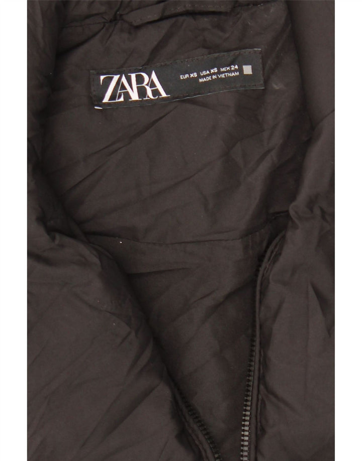 Colete acolchoado oversized feminino ZARA UK 6 XS preto poliéster