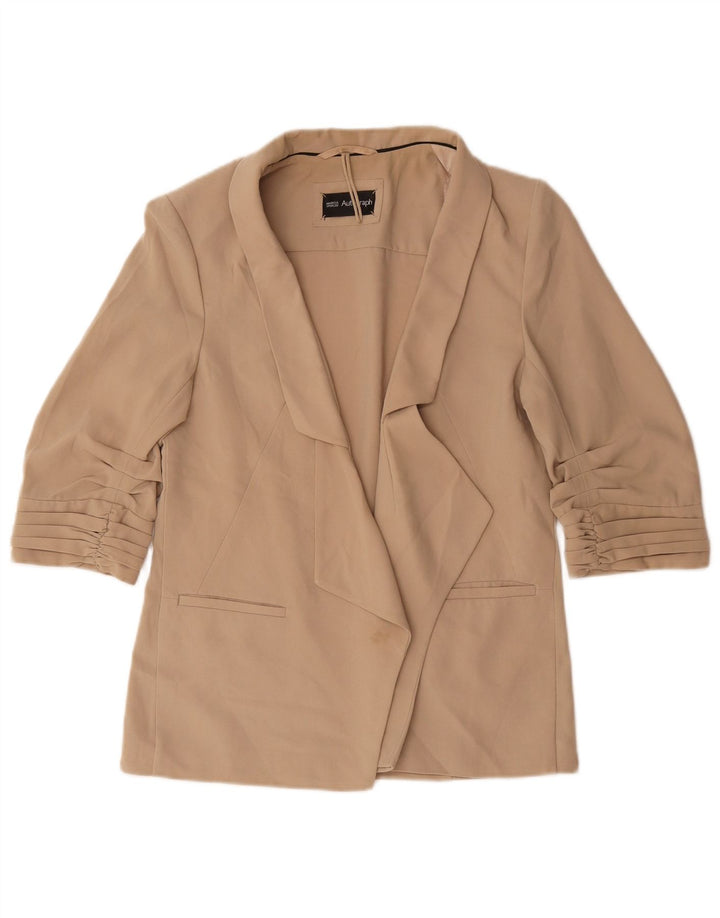 Jaqueta blazer feminina de manga 3/4 da Marks & Spencer Reino Unido 12 médio bege
