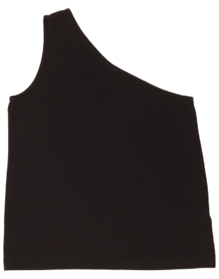COS Top feminino de um ombro UK 12 viscose preta média
