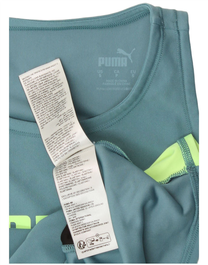 Puma Womens Crop Graphic Vest Top UK 10 Pequeno Azul Colourblock Poliéster