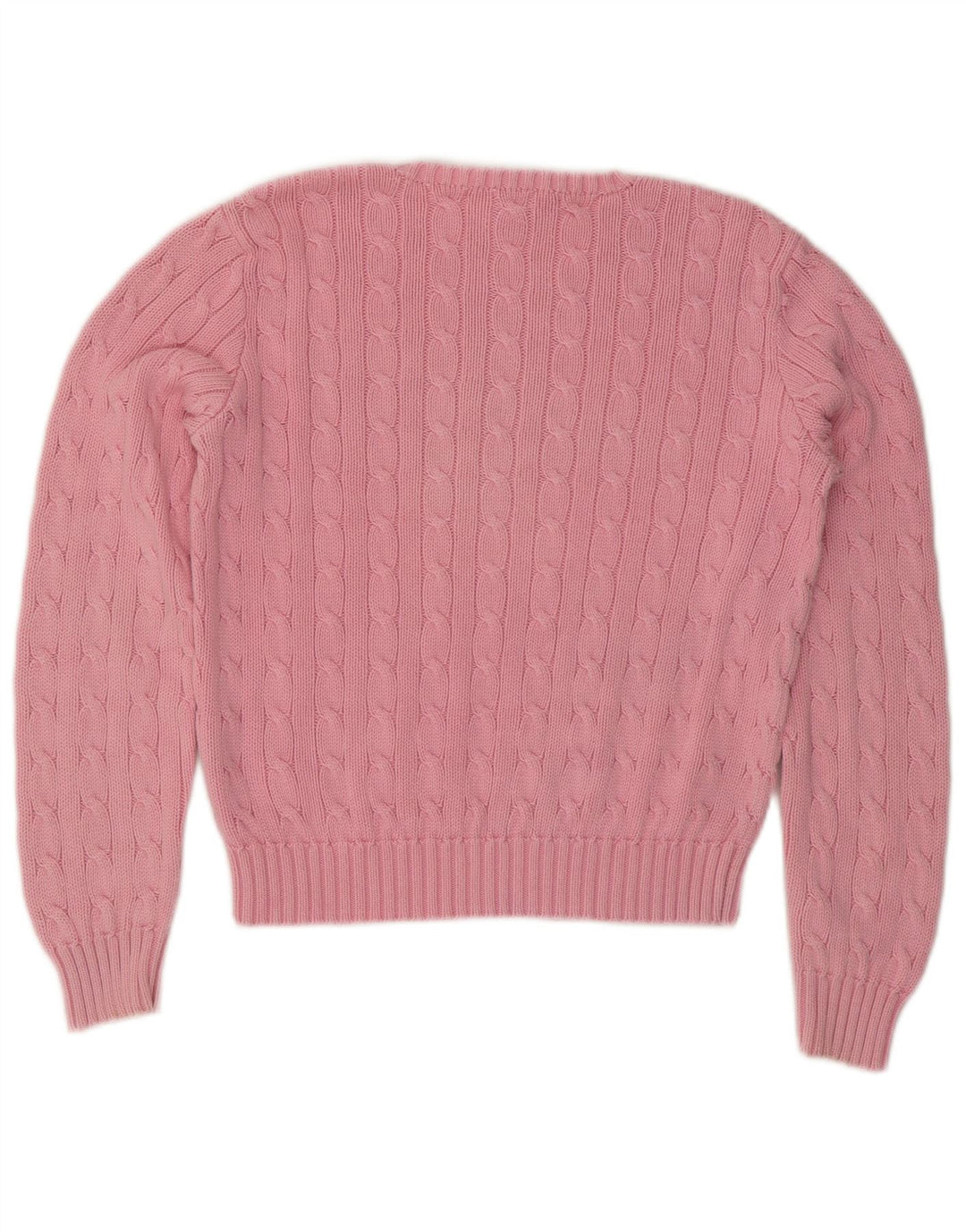 Suéter feminino RALPH LAUREN com gola redonda e gola redonda, tamanho grande, rosa