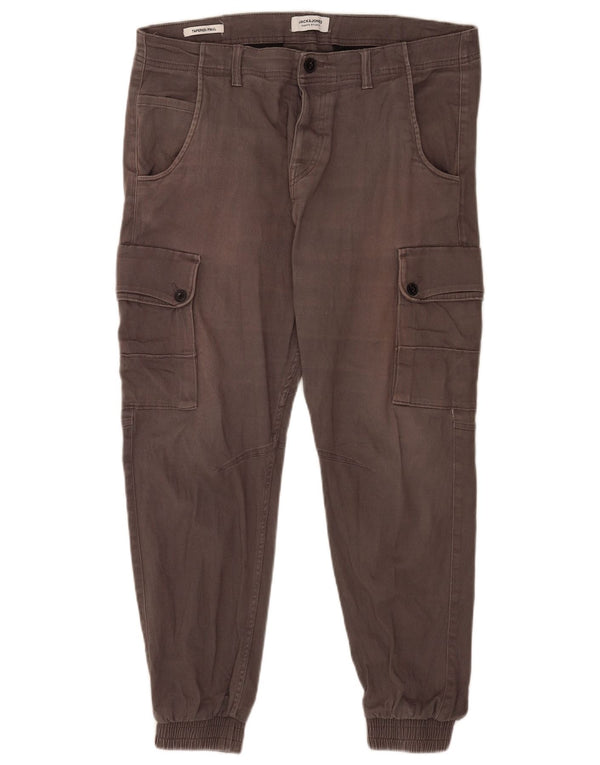 Calça cargo masculina Jack & Jones Paul Tapered Joggers W36 L27 algodão cinza