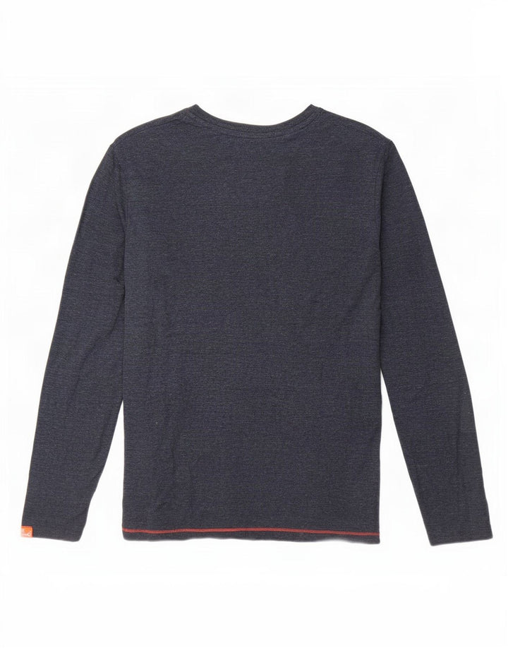 Top masculino Superdry manga comprida pequeno algodão manchado azul marinho