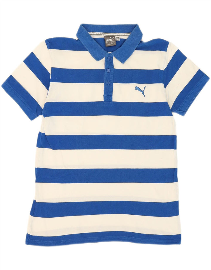 PUMA Mens Polo Shirt Large Blue Striped Cotton Vintage Puma and Second-Hand Puma from Messina Hembry 