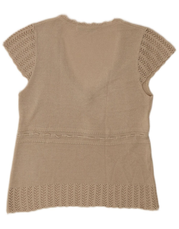 Zara Womens Vest Tank Top UK 12 Médio Bege Acrílico