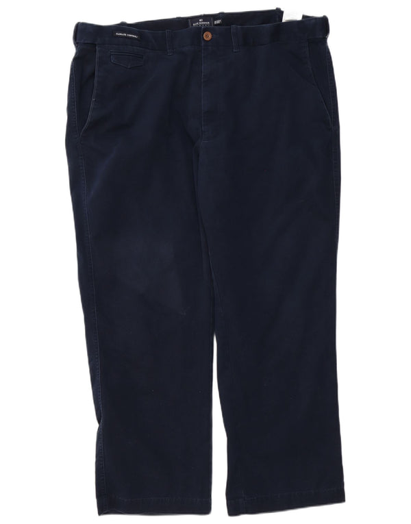 Calça chino reta masculina Marks & Spencer Blue Harbor W42 L29 marinho