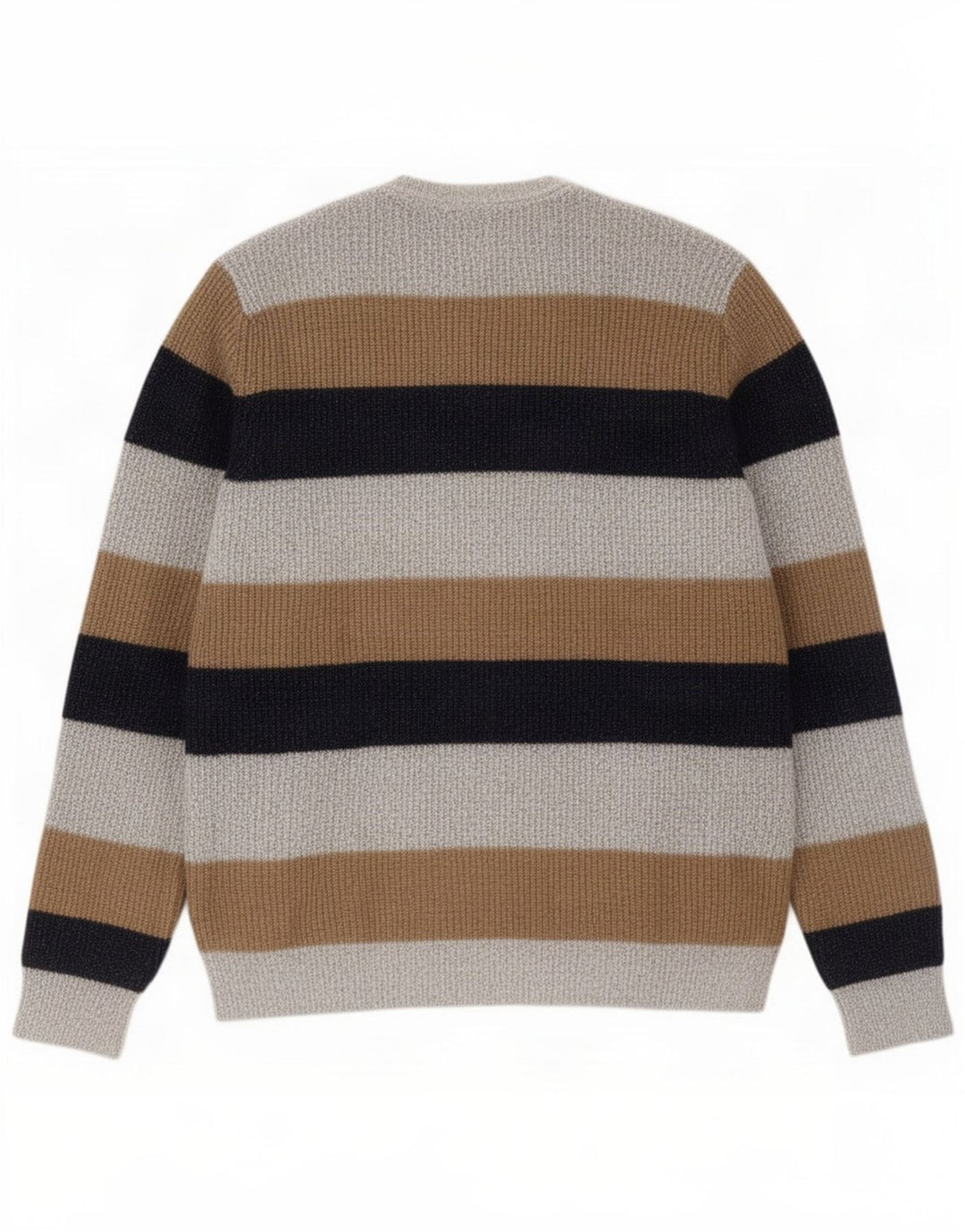Suéter masculino Marks & Spencer com gola redonda grande bloco colorido cinza