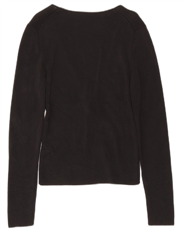 Top feminino Guess de manga comprida UK 12 médio preto rayon