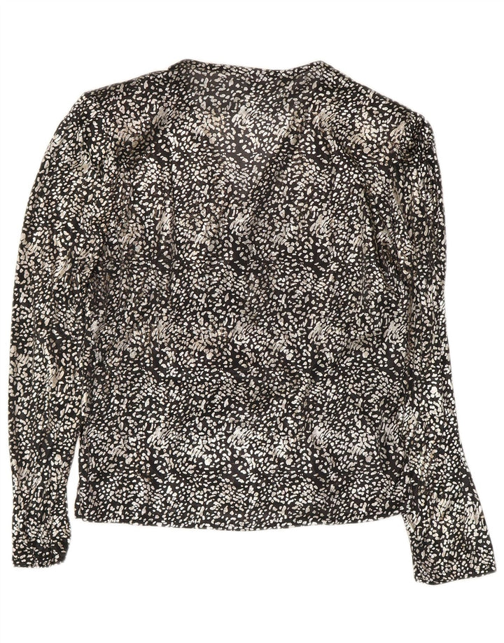 Blusa feminina de manga comprida C&A EU 40 médio preto estampa animal