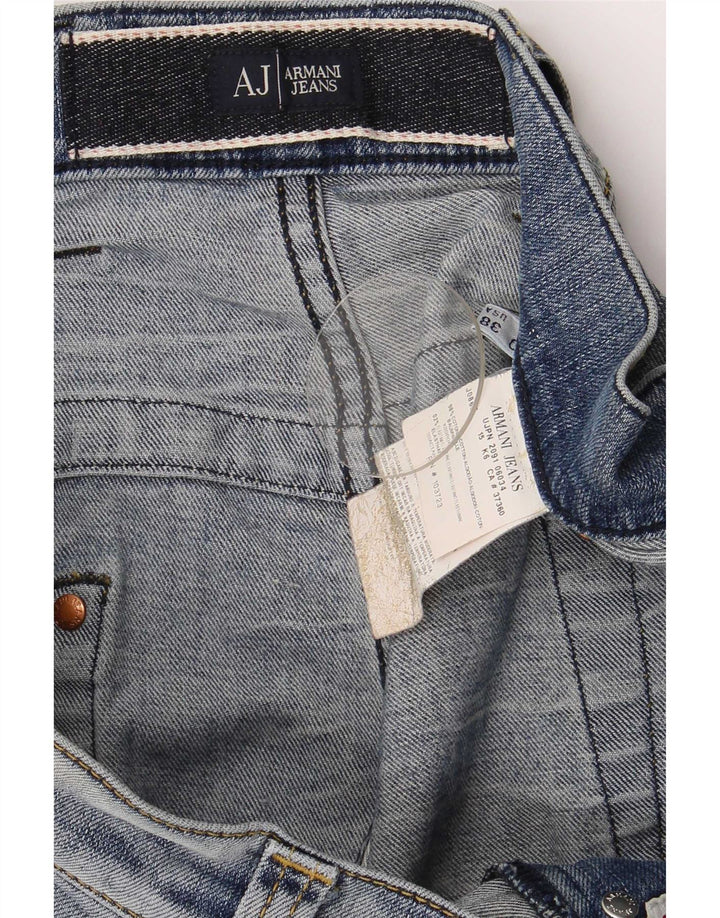 Calça jeans reta masculina Armani desgastada W38 L32 algodão azul