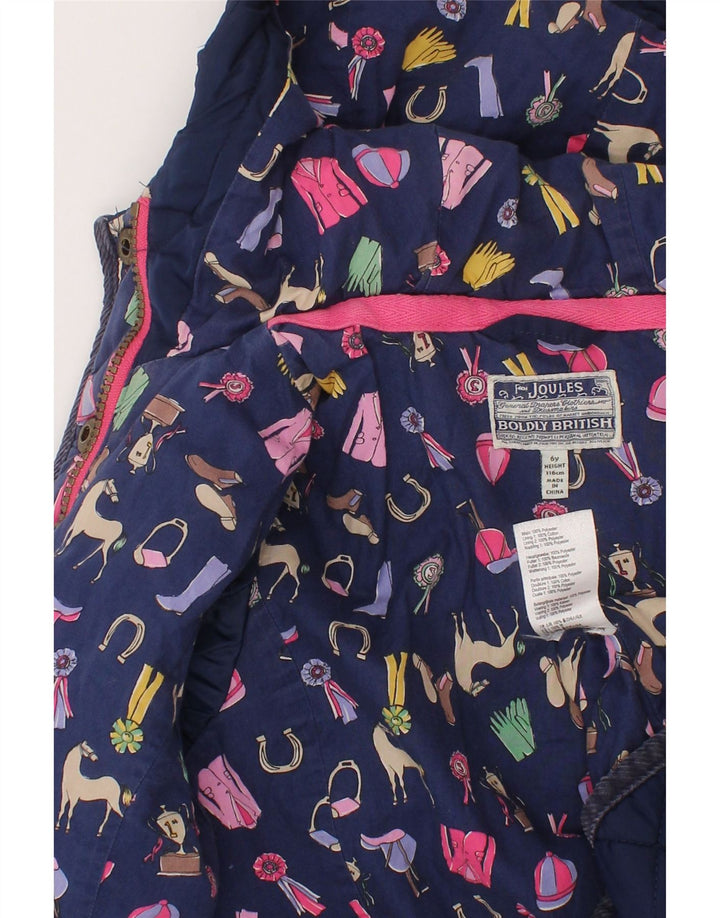 Jaqueta acolchoada com capuz para meninas Joules 5-6 anos poliéster azul marinho