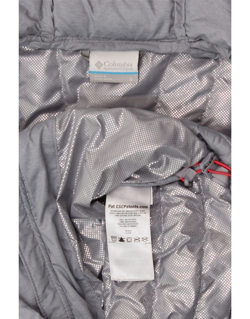 COLUMBIA Womens Omni-Heat Hooded Padded Jacket UK 10 Small Grey Polyester Vintage Columbia and Second-Hand Columbia from Messina Hembry 