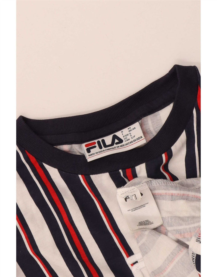 Fila Camiseta masculina gráfica top pequeno algodão listrado multicolorido