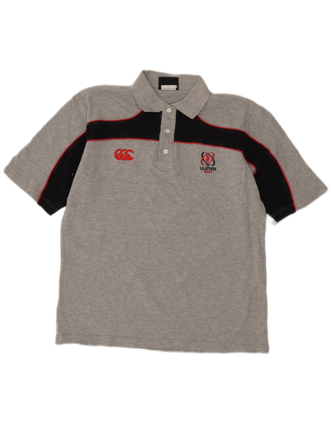 Camisa polo masculina Canterbury pequena cinza colorblock algodão