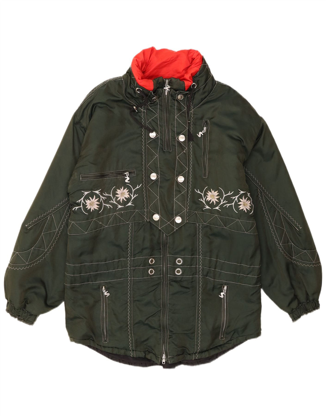 Sportalm Jaqueta de esqui feminina gráfica oversized EU 38 Médio Verde Floral