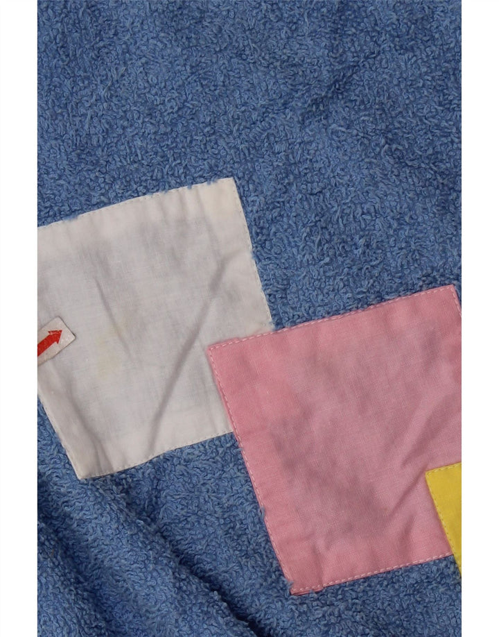 Suéter feminino VINTAGE com gola canoa Reino Unido 16 grande bloco colorido azul