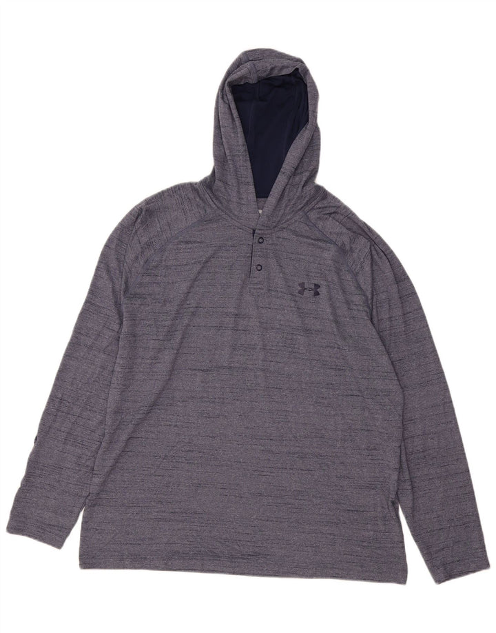 UNDER ARMOUR Masculino Heat Gear com capuz manga comprida grande azul marinho manchado
