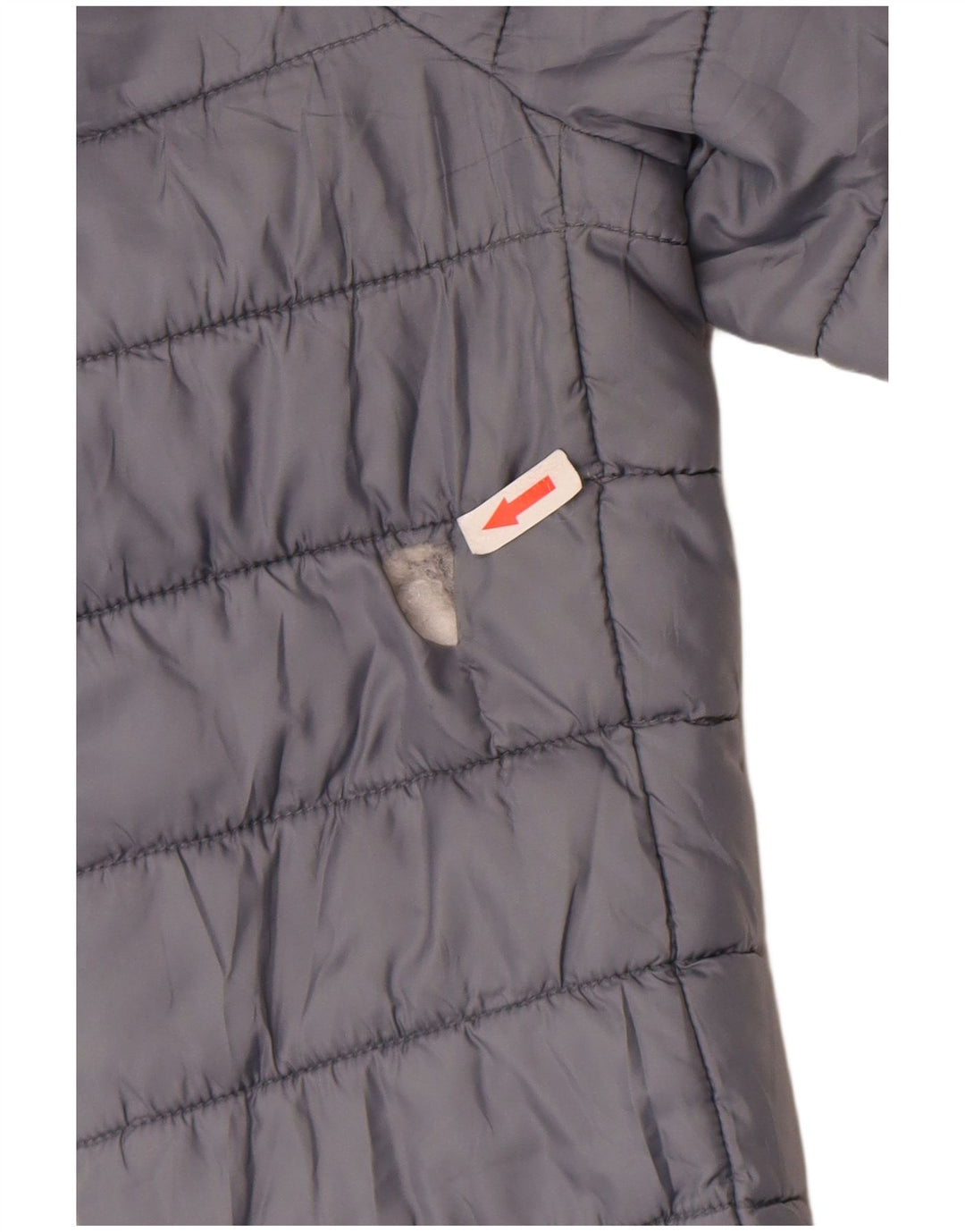 Jaqueta acolchoada com capuz feminina Zara UK 14 grande poliéster cinza