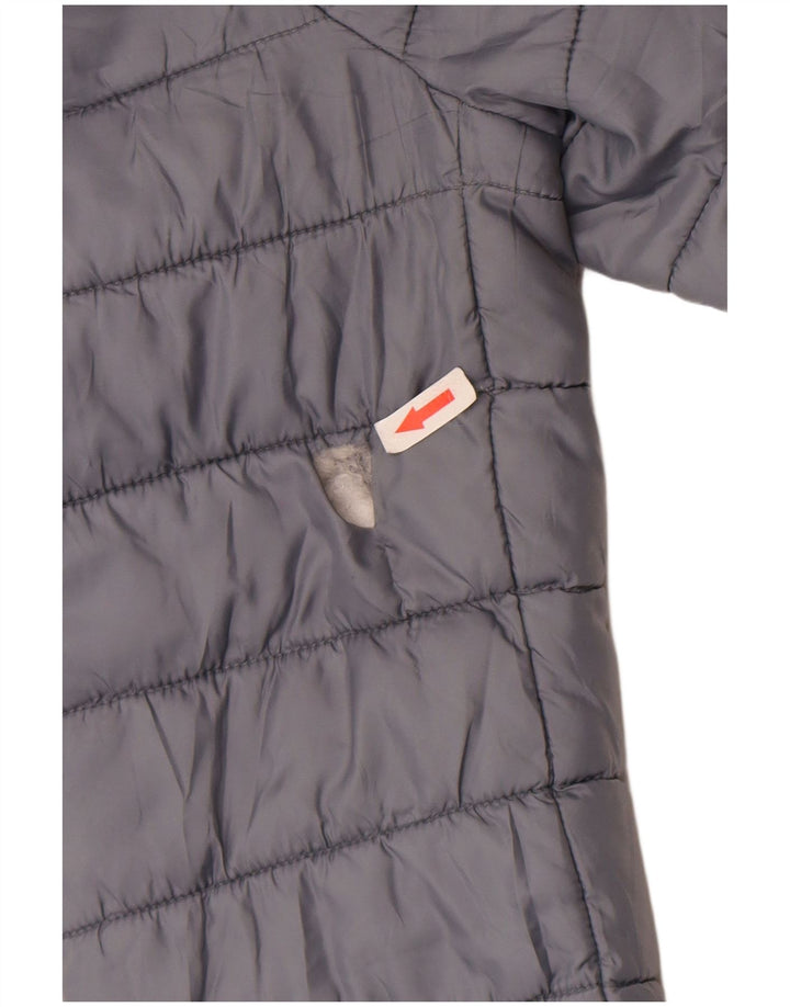 Jaqueta acolchoada com capuz feminina Zara UK 14 grande poliéster cinza