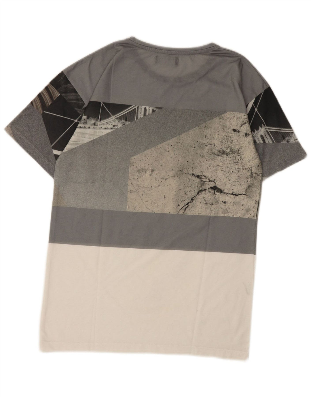 Zara Camiseta masculina gráfica Top pequeno bloco cinza colorido