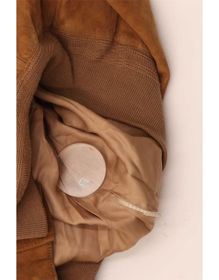 Vintage Mens Suede Bomber Jacket IT 50 Large Beige