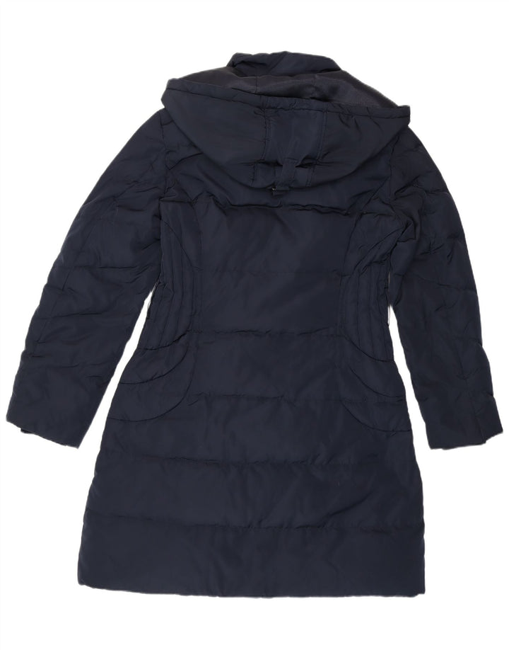Casaco feminino acolchoado com capuz MONSOON UK 14 poliéster azul marinho médio