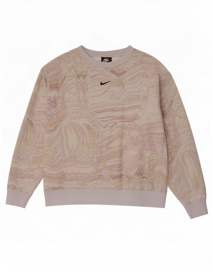 Nike feminino abstrato padrão moletom jumper UK 16 grande off white