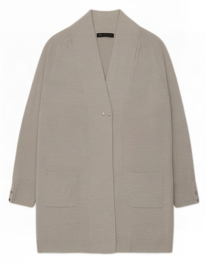 Suéter cardigã feminino Longline da Marks & Spencer Reino Unido 10 pequeno acrílico prateado