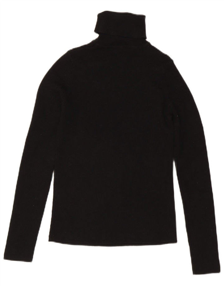 Blusa feminina Zara com gola redonda e viscose preta média UK 12