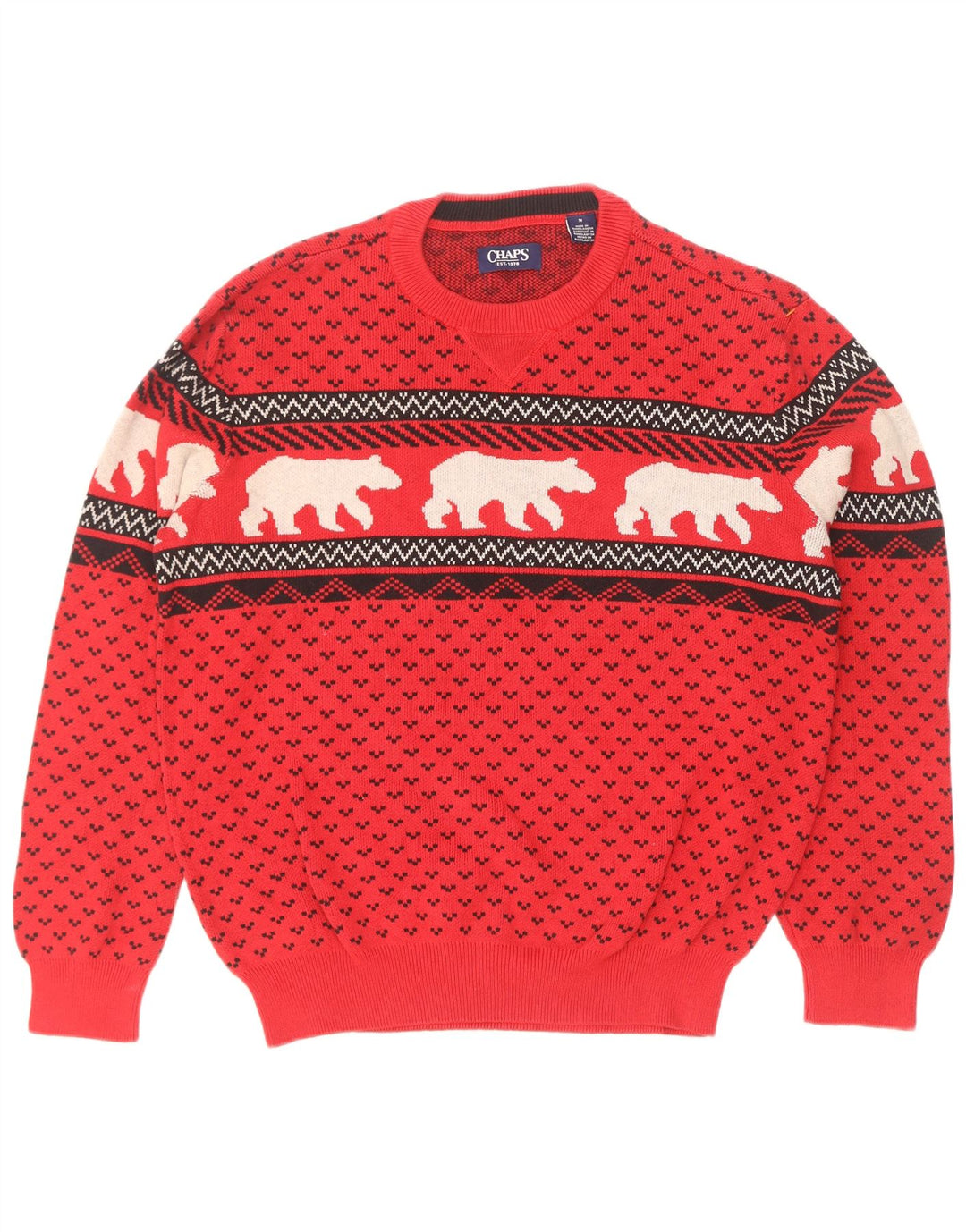 Suéter masculino Chaps com gola redonda médio vermelho Fair Isle