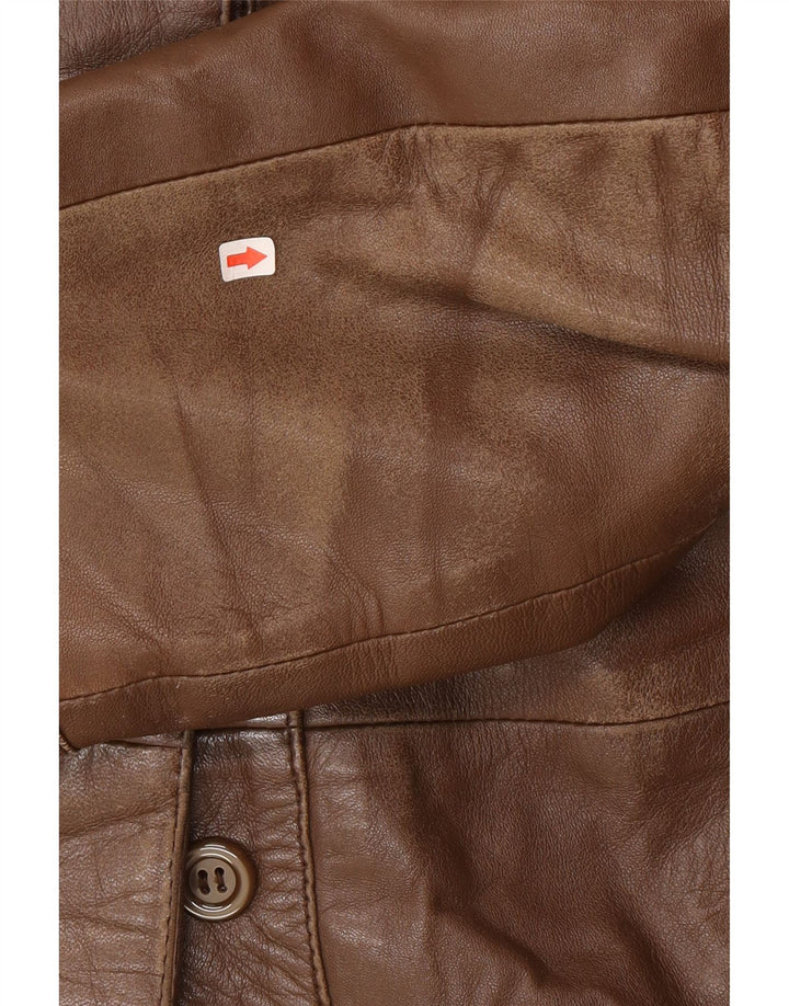 Casaco de couro feminino vintage IT 46 grande couro marrom