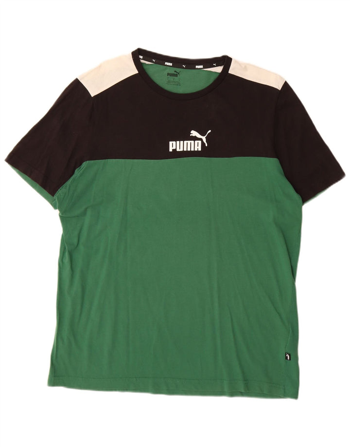 Camiseta masculina Puma Graphic Top grande algodão colorblock verde
