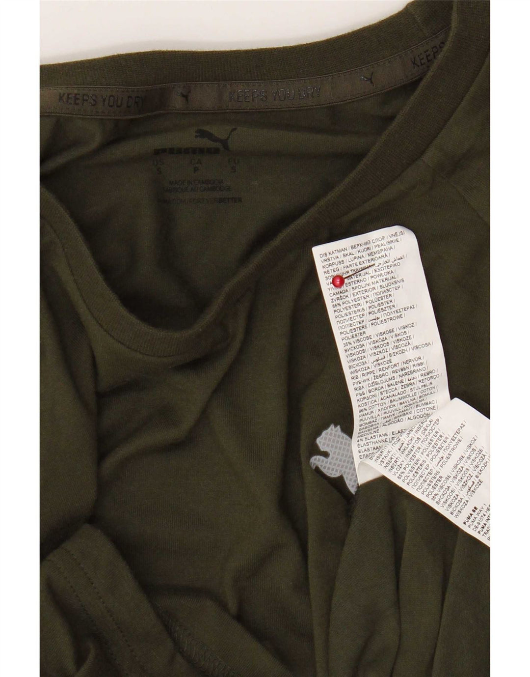 Puma Camiseta Masculina Top Pequeno Cáqui Colorblock Poliéster