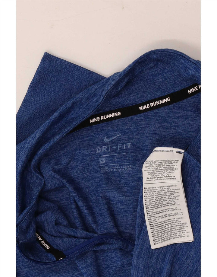 Top Nike masculino com zíper e manga comprida XL azul manchado de poliéster