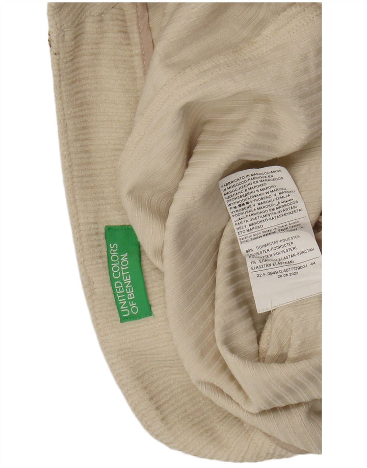 Shorts de veludo feminino Benetton UK 12 médio W28 poliéster bege