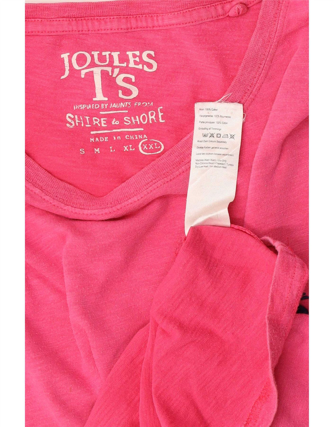 Camiseta masculina Joules Top 2XL algodão rosa