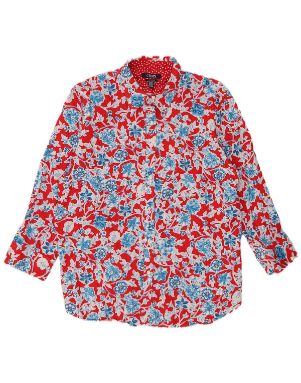 Chaps Womens Shirt UK 18 XL Red Floral Cotton