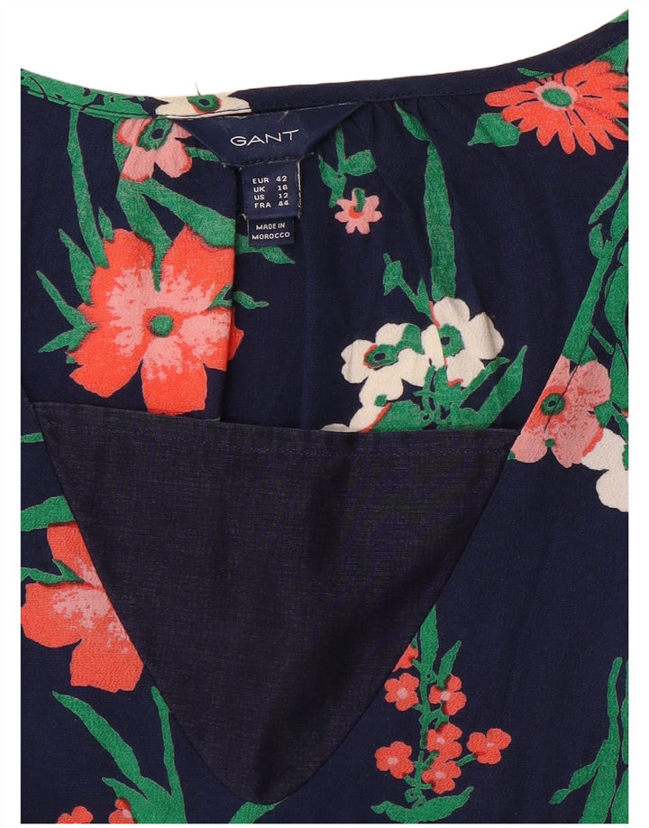 Blusa feminina Gant UK 16 grande azul marinho floral