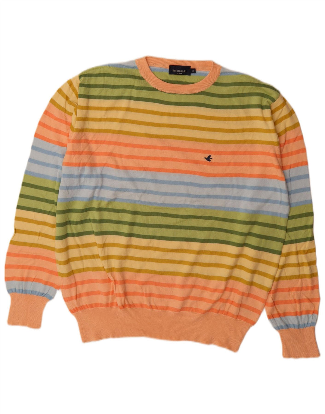 Suéter masculino Brooksfield com gola redonda IT 56 XL listrado multicolorido