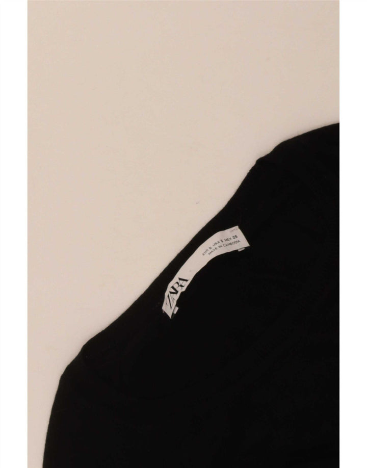 Suéter feminino Zara com gola redonda e listrado preto pequeno Reino Unido 10