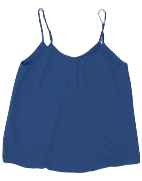 Oasis Womens Crop Cami Top UK 10 Small Blue Polyester