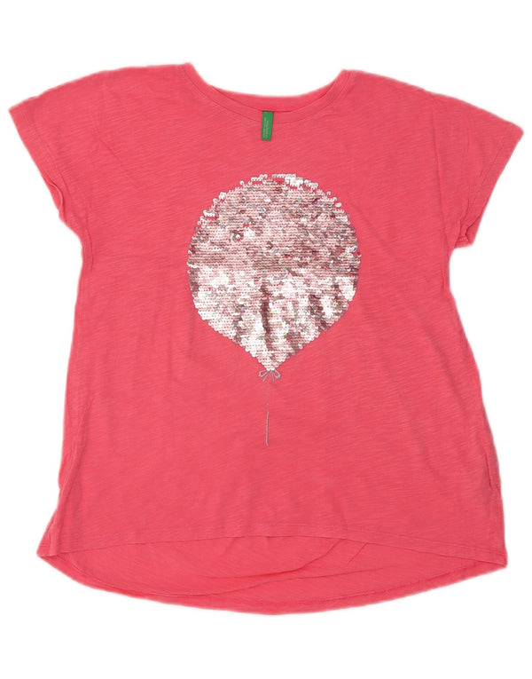 Camiseta Benetton Menina 10-11 Anos XL Algodão Rosa